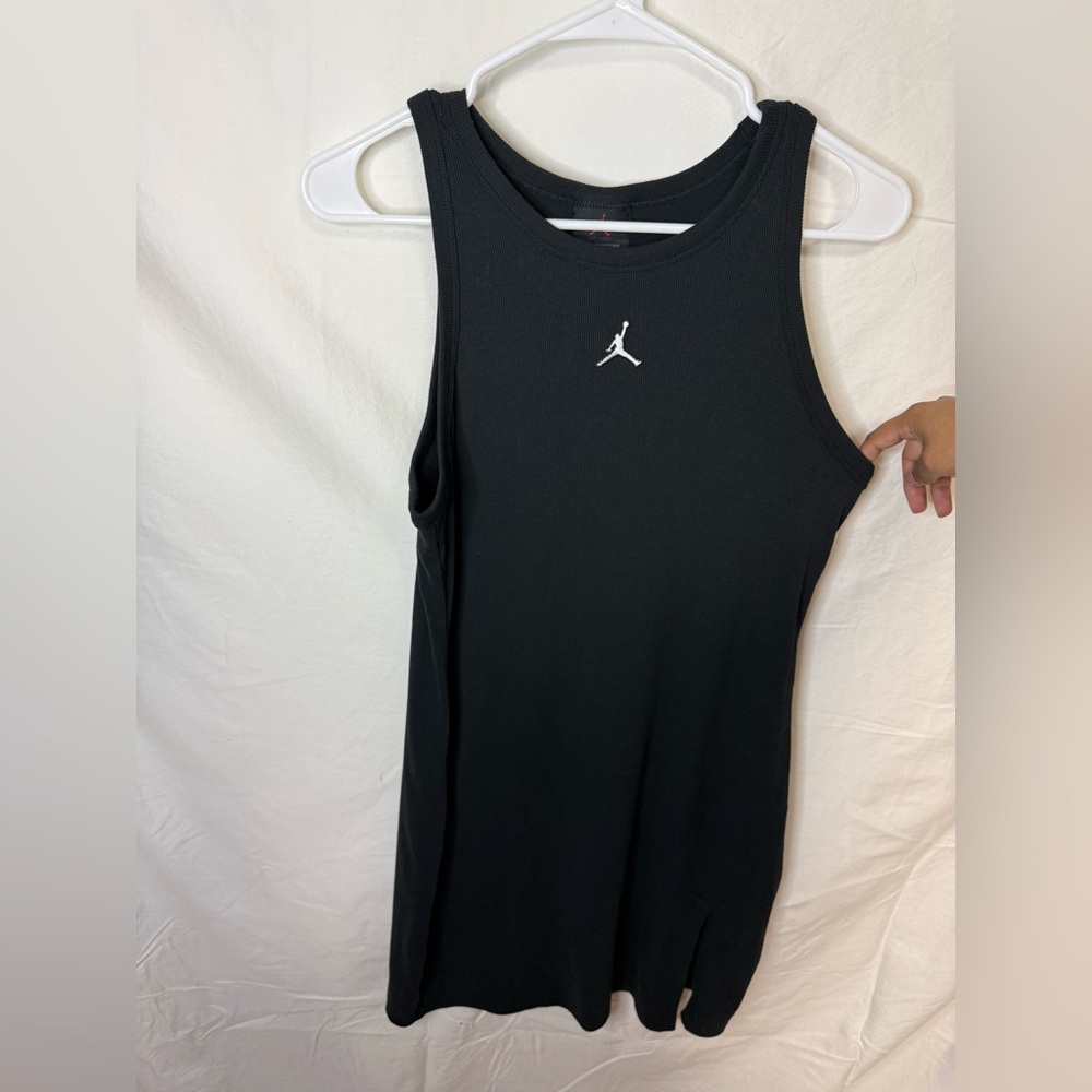 Jordan Charcoal Tank Top with Whit Logo with slit